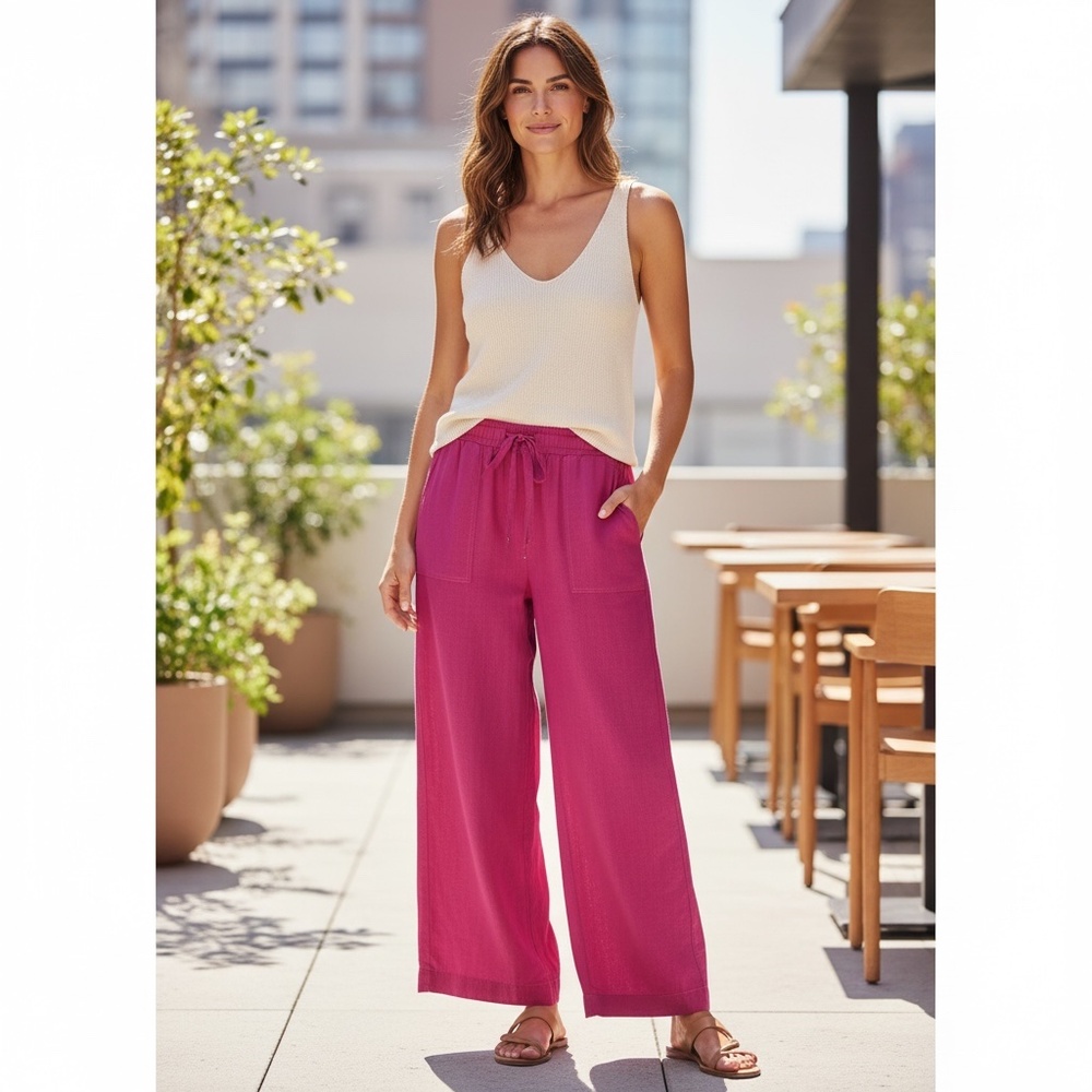 Single Thread, Very Berry Women's Pull On Satin Pants, Size XS